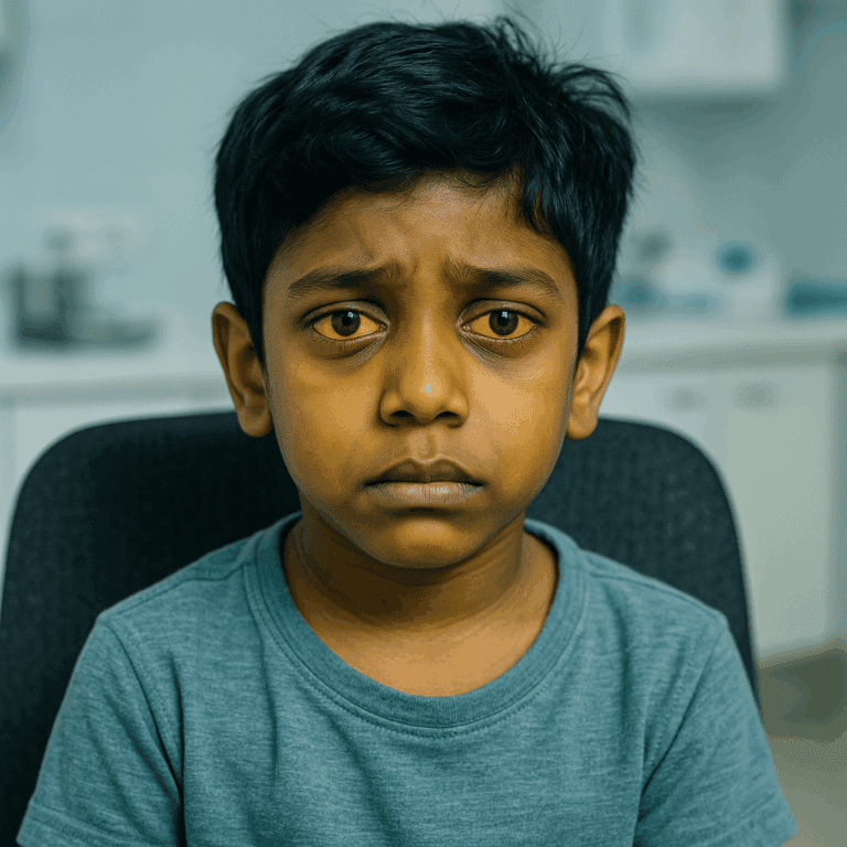 Child suffering from jaundice or Hepatitis A