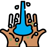 Handwashing step 2 for toddlers: rubbing palms together to create a lather for 20 seconds to remove germs